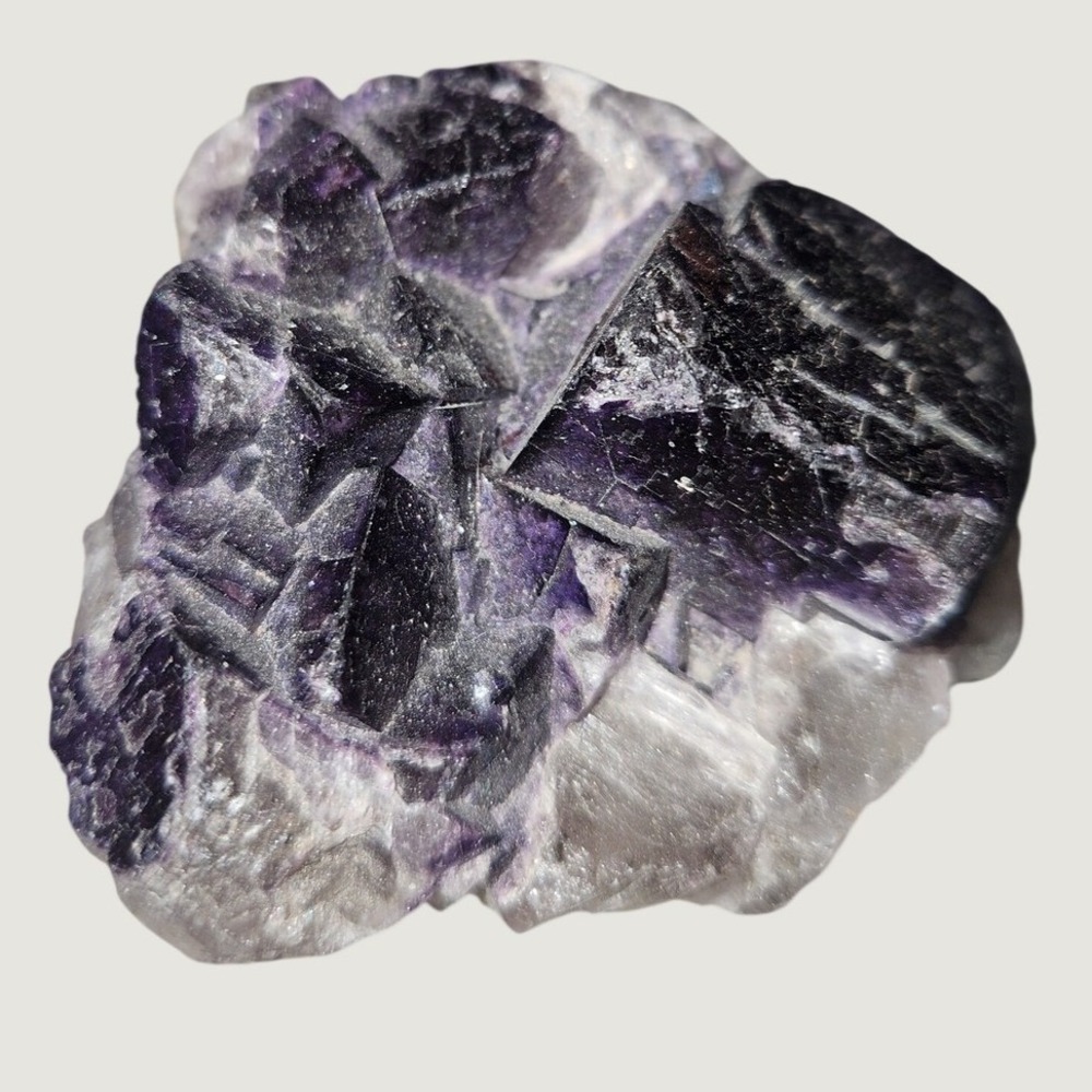 Natural Purple Fluorite Crystal Cluster Raw Mineral Specimen Cubic Formations
